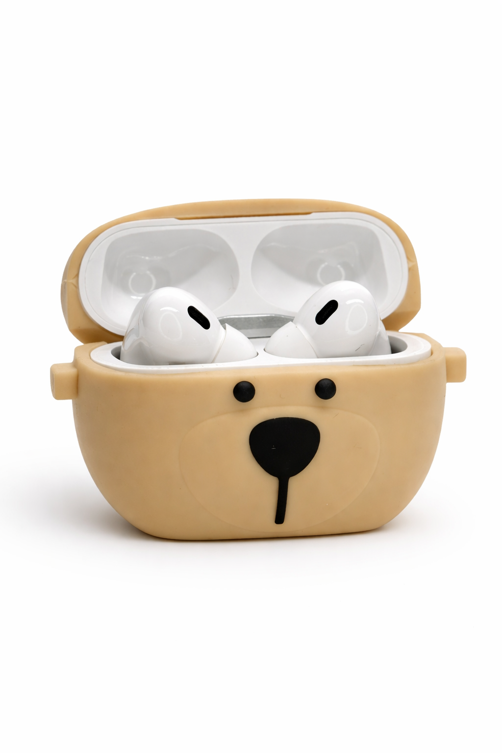Bear-Shaped AirPods Case – Cute Silicone Cover with Keychain for Easy Carry