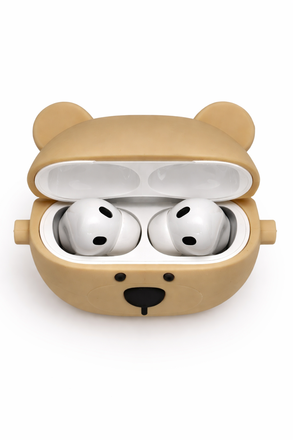 Bear-Shaped AirPods Case – Cute Silicone Cover with Keychain for Easy Carry