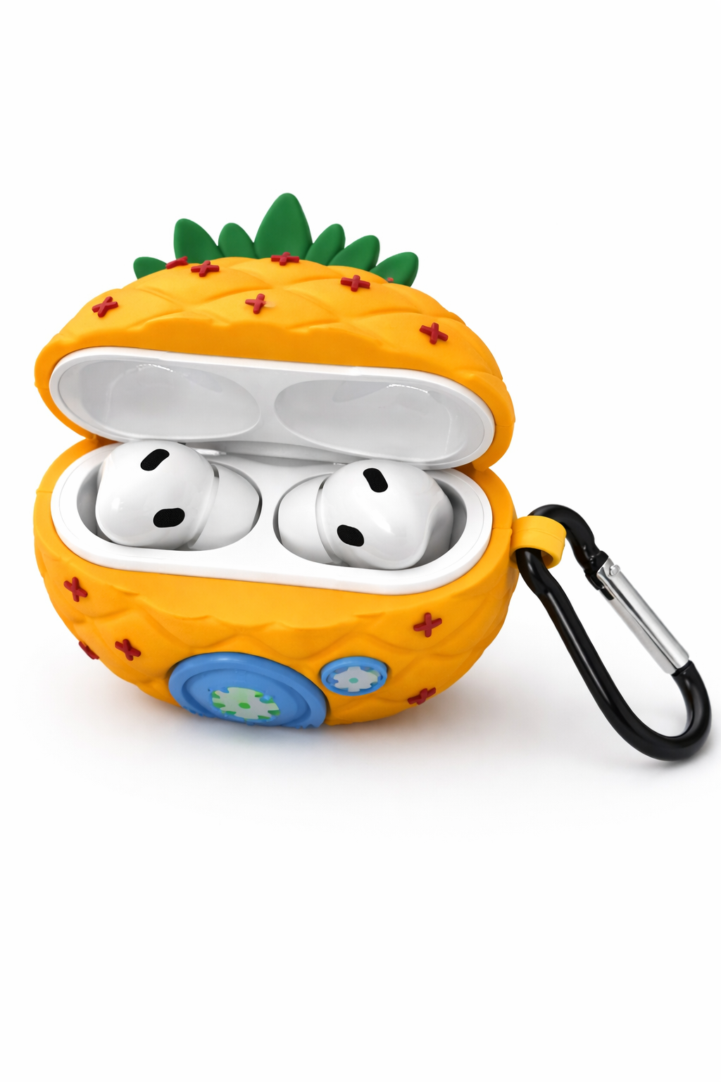 Pineapple-Shaped AirPods Case – Cute Silicone Cover with Keychain