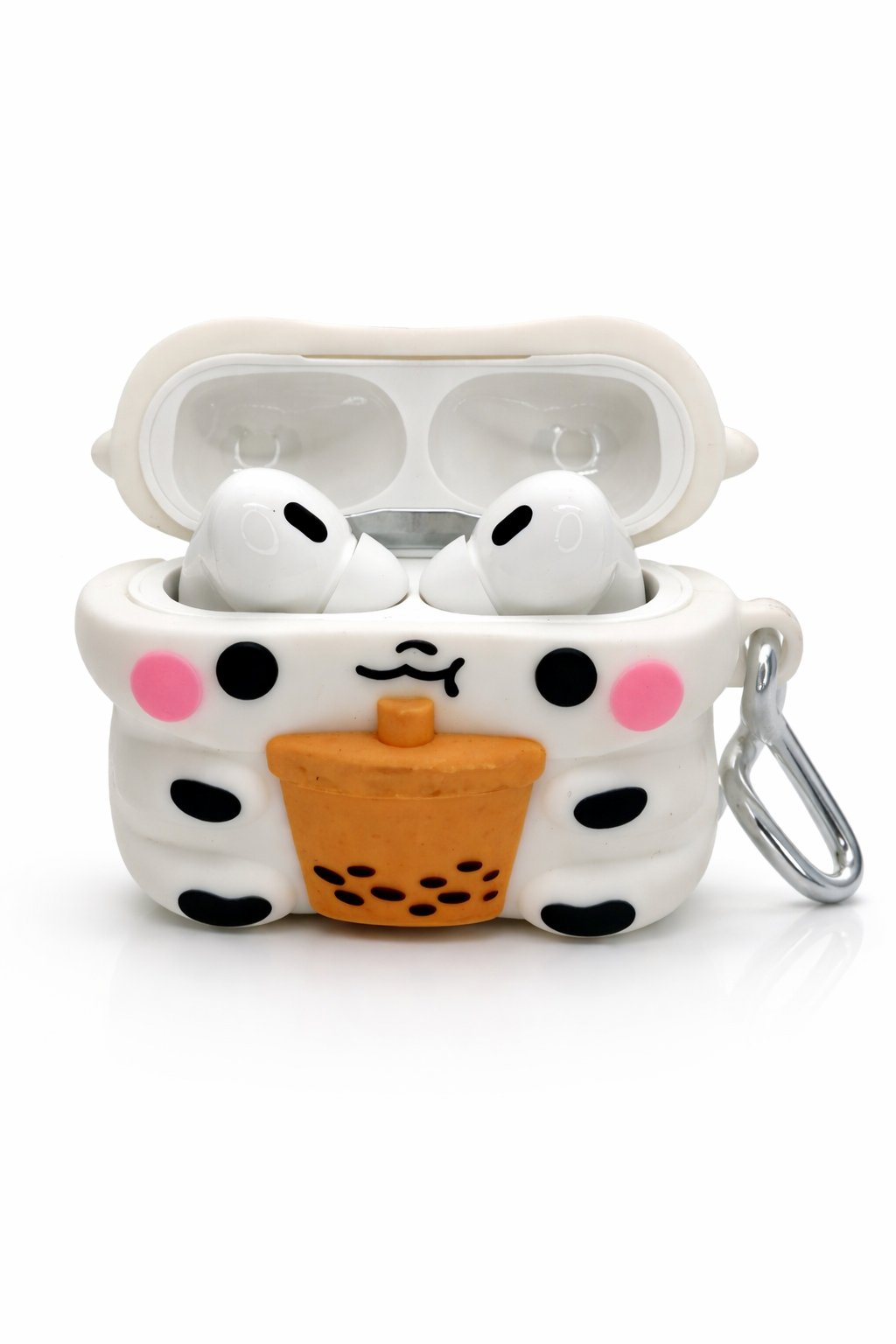 Cow-Shaped AirPods Case with Boba Drink – Cute Silicone Cover with Keychain