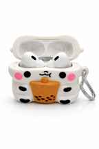 Cow-Shaped AirPods Case with Boba Drink – Cute Silicone Cover with Keychain