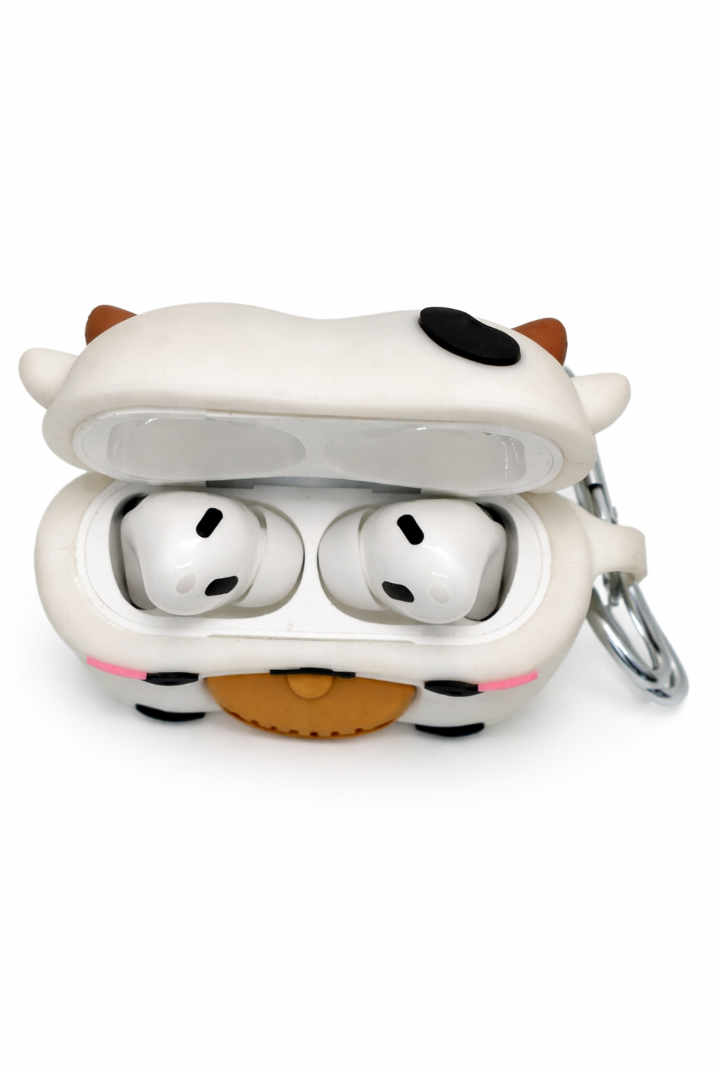Cow-Shaped AirPods Case with Boba Drink – Cute Silicone Cover with Keychain
