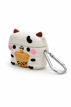 Cow-Shaped AirPods Case with Boba Drink – Cute Silicone Cover with Keychain