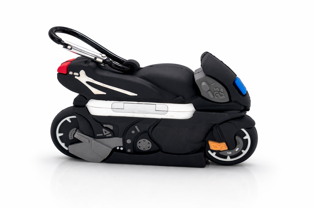 Motorcycle-Shaped Wireless Airpods Case with Keychain
