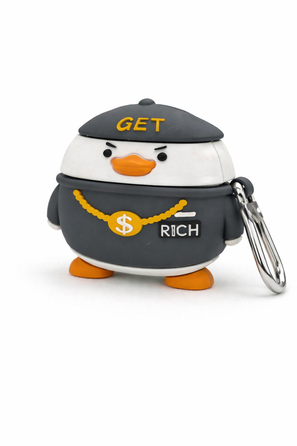 Cartoon Duck-Shaped Wireless Airpods Case with Keychain