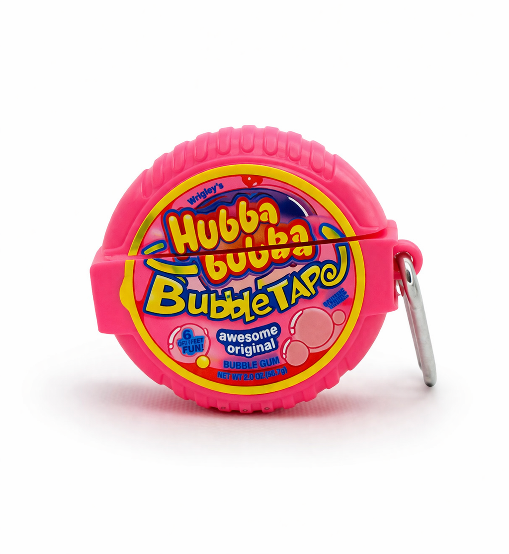 Bubble Gum Tape-Shaped AirPods Case with Keychain, Soft Silicone Design