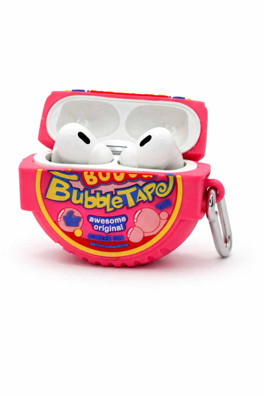 Bubble Gum Tape-Shaped AirPods Case with Keychain, Soft Silicone Design