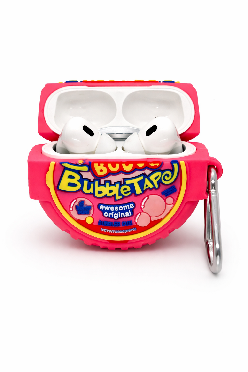 Bubble Gum Tape-Shaped AirPods Case with Keychain, Soft Silicone Design