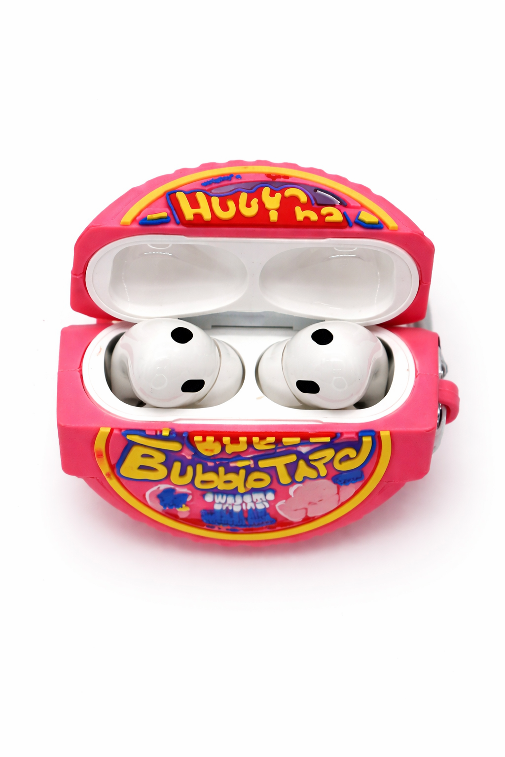 Bubble Gum Tape-Shaped AirPods Case with Keychain, Soft Silicone Design