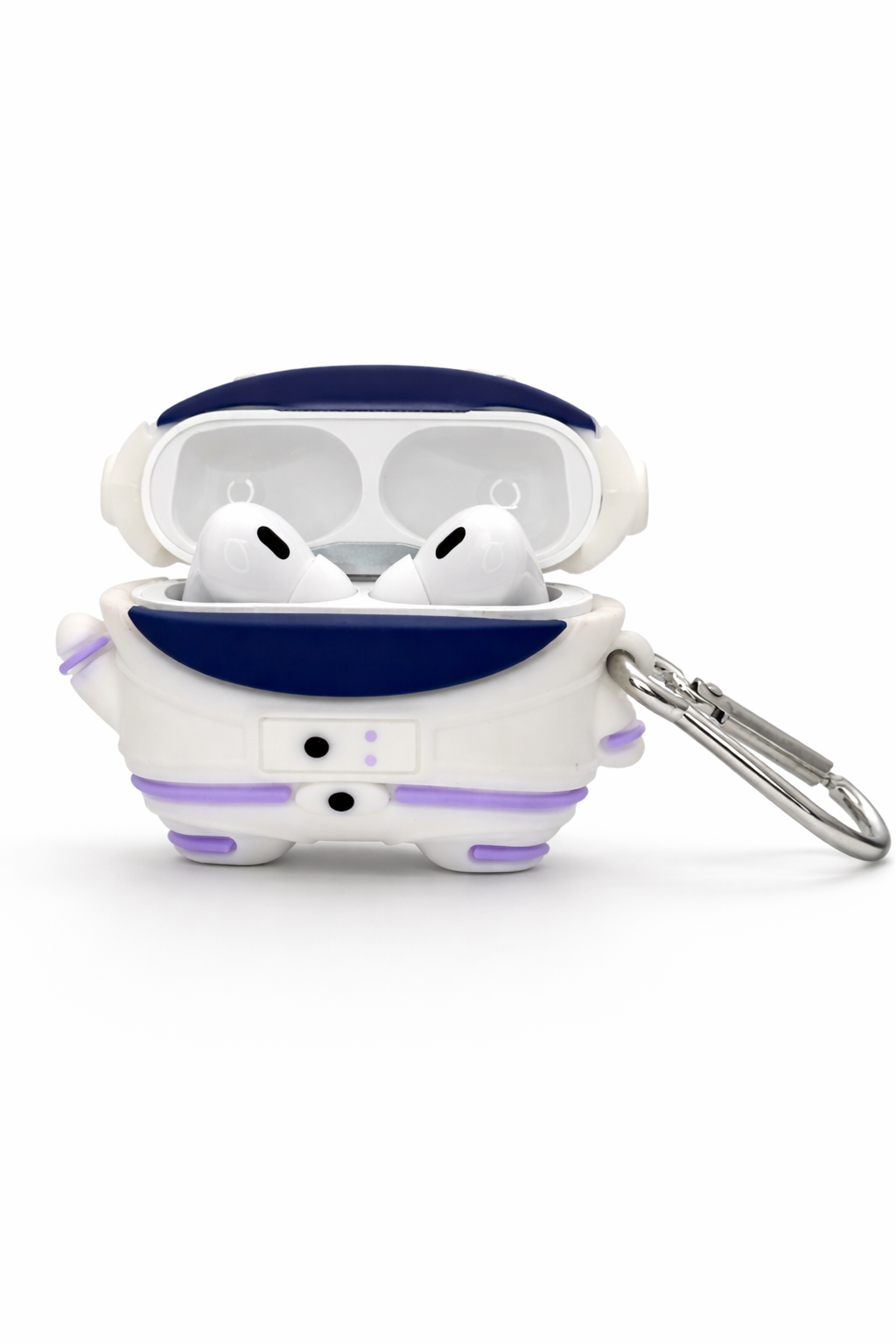 Astronaut Shaped AirPods Case with Keychain, Soft Silicone Design