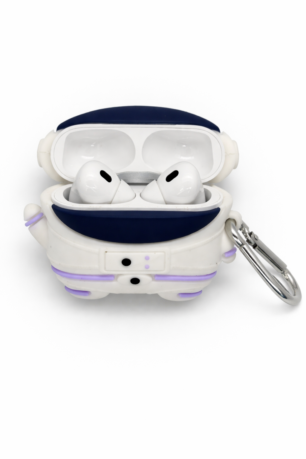 Astronaut Shaped AirPods Case with Keychain, Soft Silicone Design