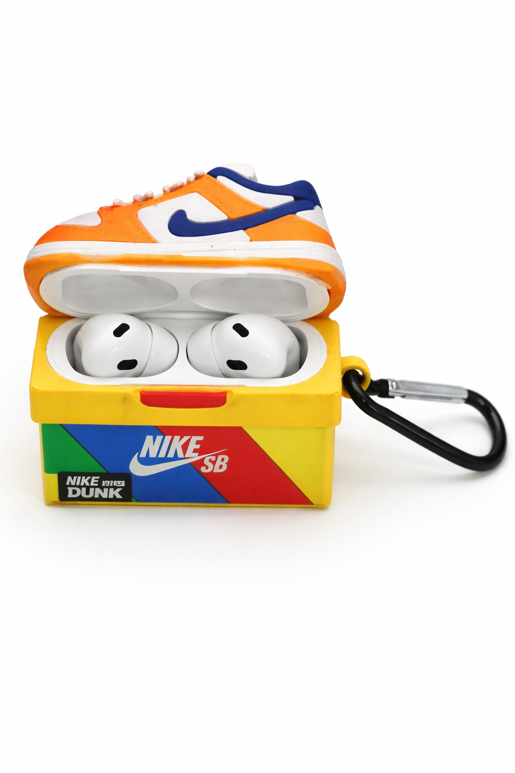 Sneaker Box Shaped AirPods Case with Keychain, Durable Silicone Design