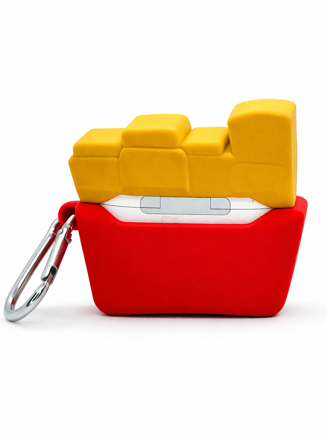 Fries Box Shaped AirPods Case with Keychain, Soft Silicone Protection