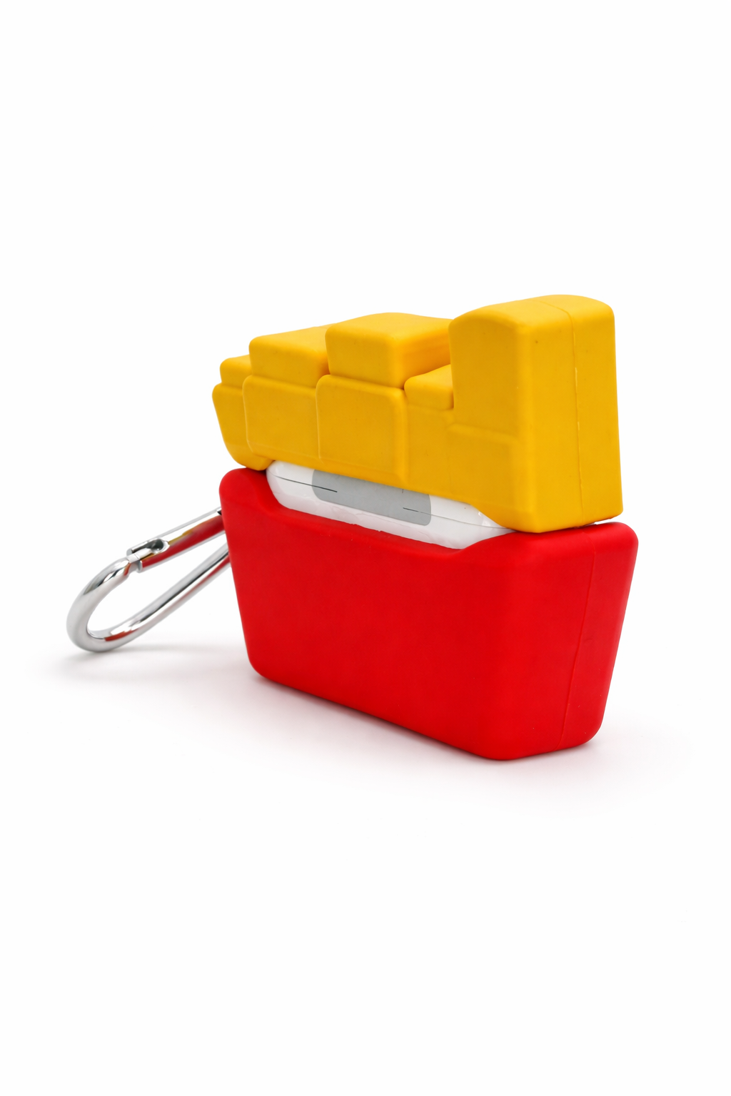 Fries Box Shaped AirPods Case with Keychain, Soft Silicone Protection
