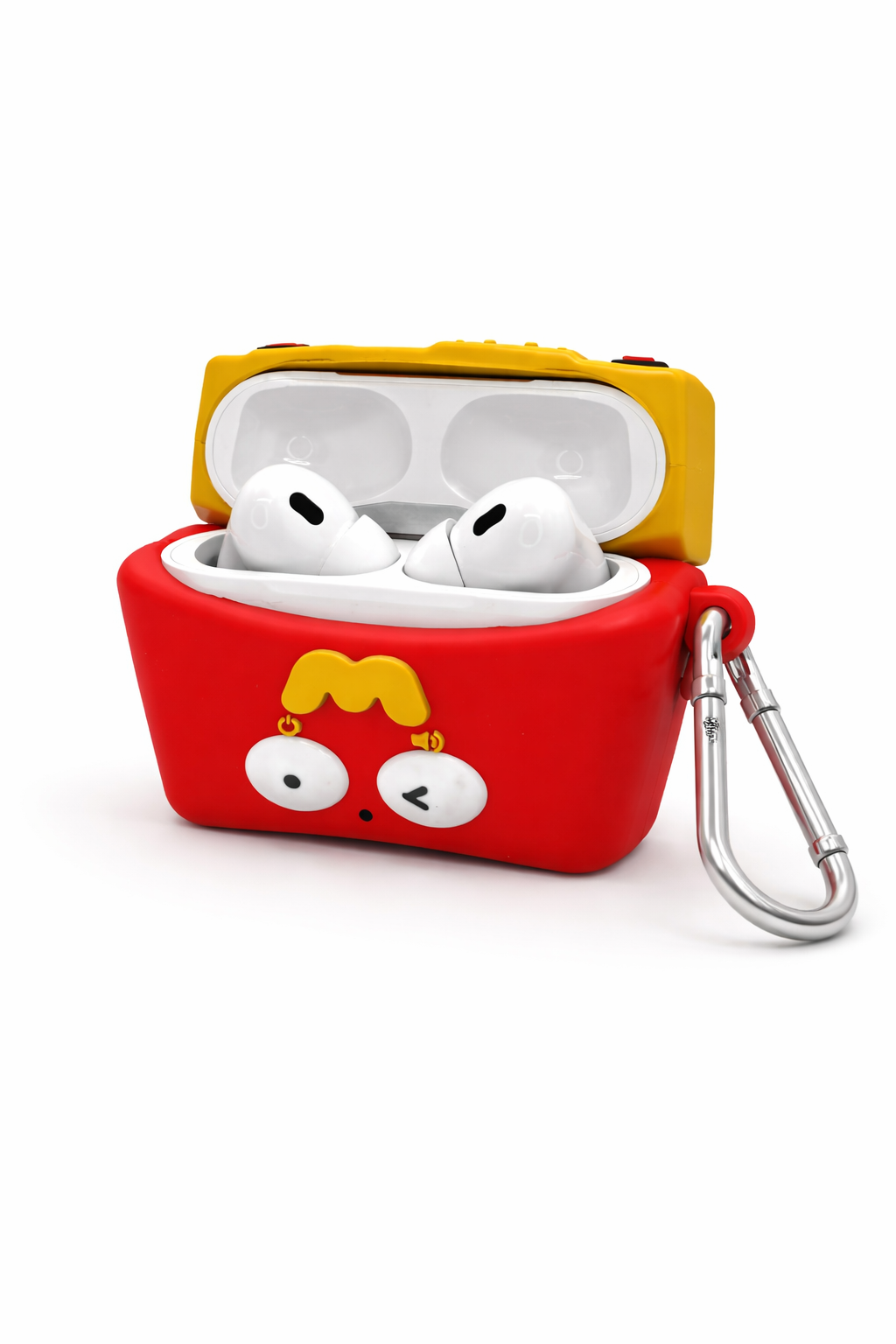 Fries Box Shaped AirPods Case with Keychain, Soft Silicone Protection