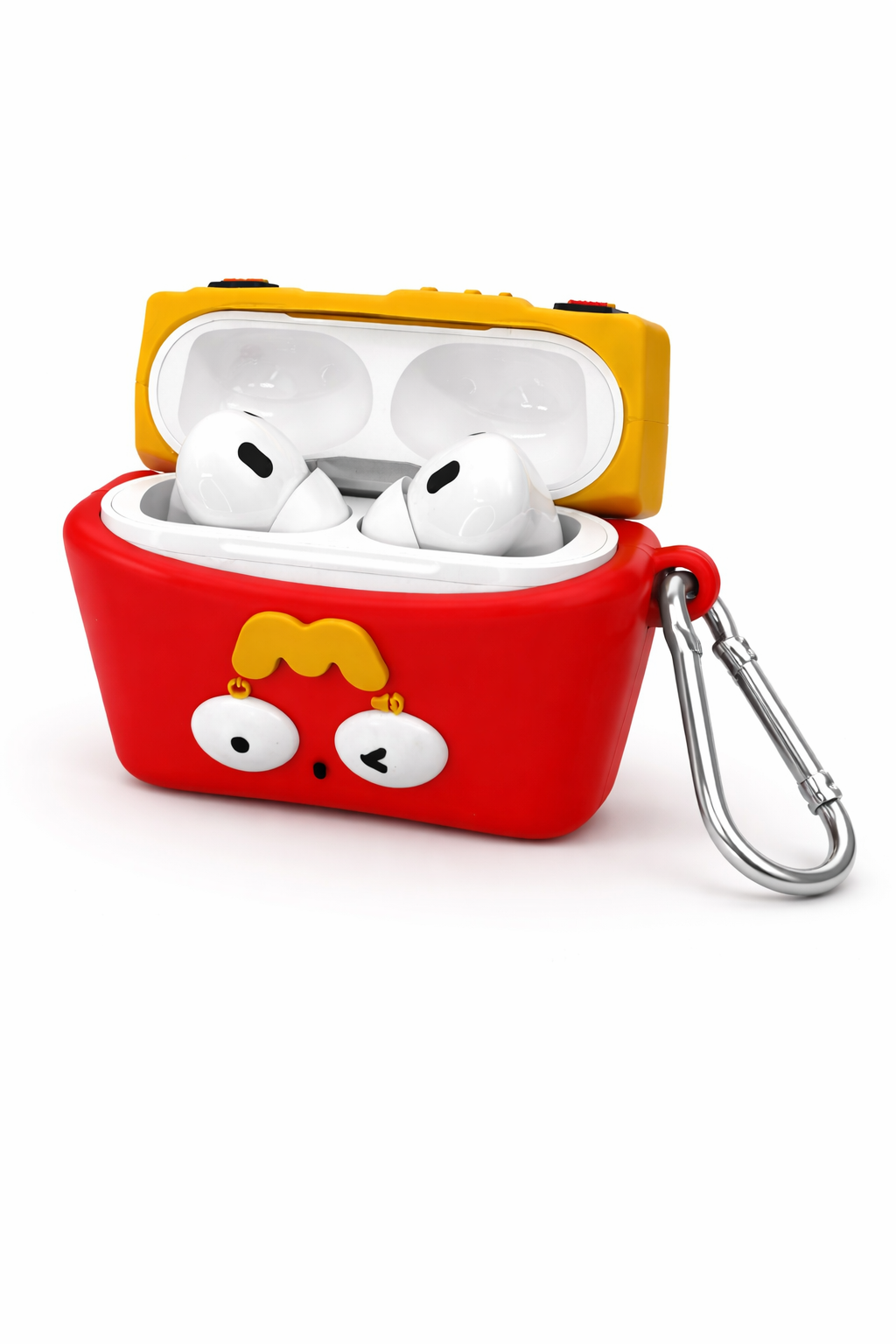 Fries Box Shaped AirPods Case with Keychain, Soft Silicone Protection