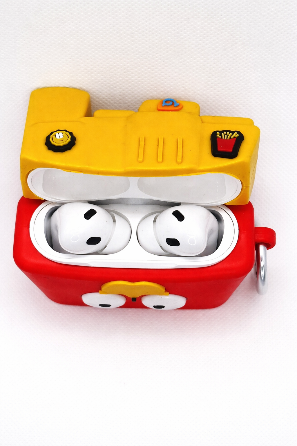 Fries Box Shaped AirPods Case with Keychain, Soft Silicone Protection