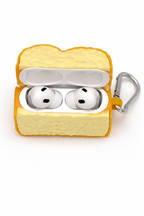 Bread Loaf Shaped AirPods Case with Keychain, Soft Silicone Protection