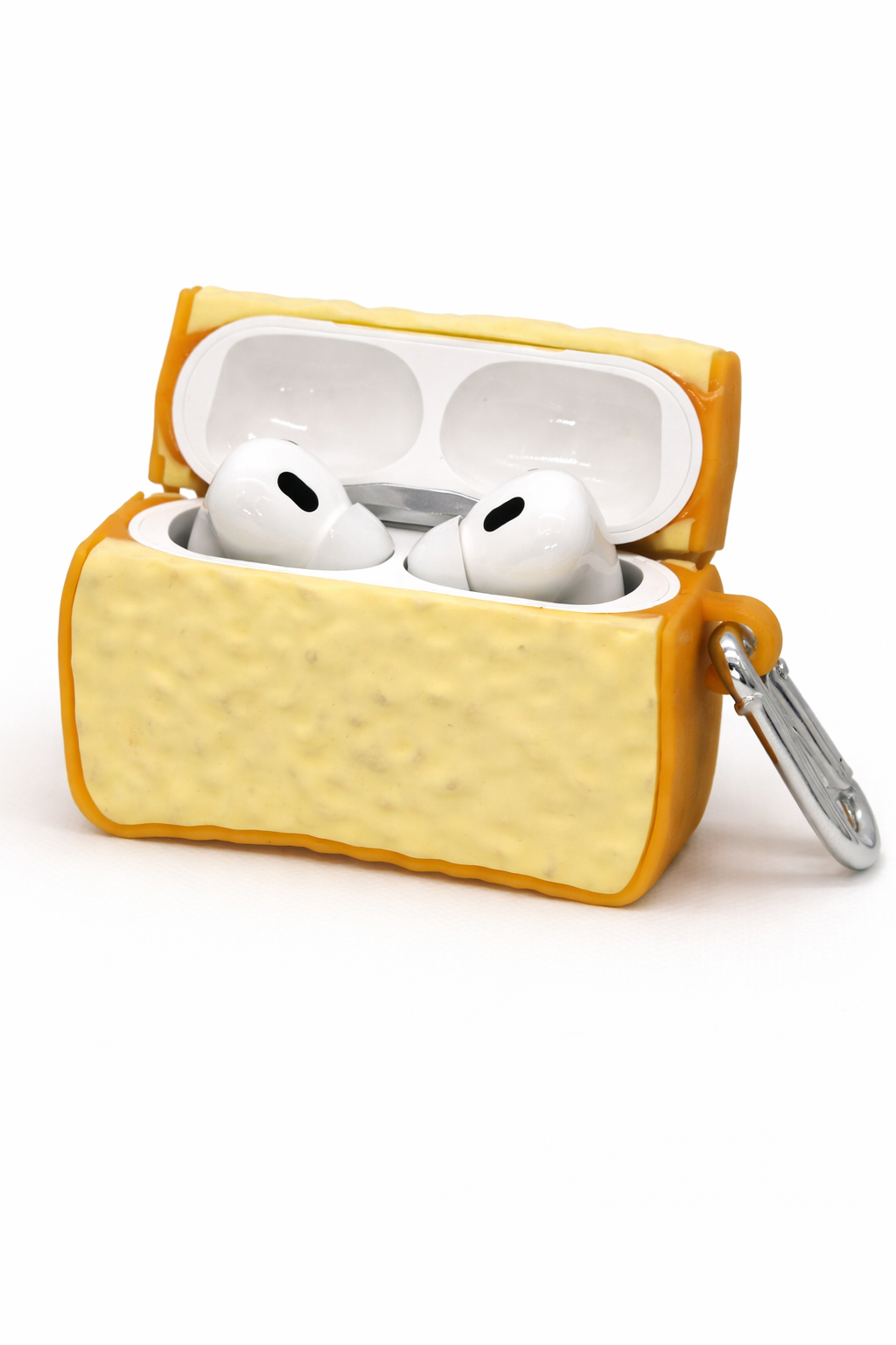 Bread Loaf Shaped AirPods Case with Keychain, Soft Silicone Protection