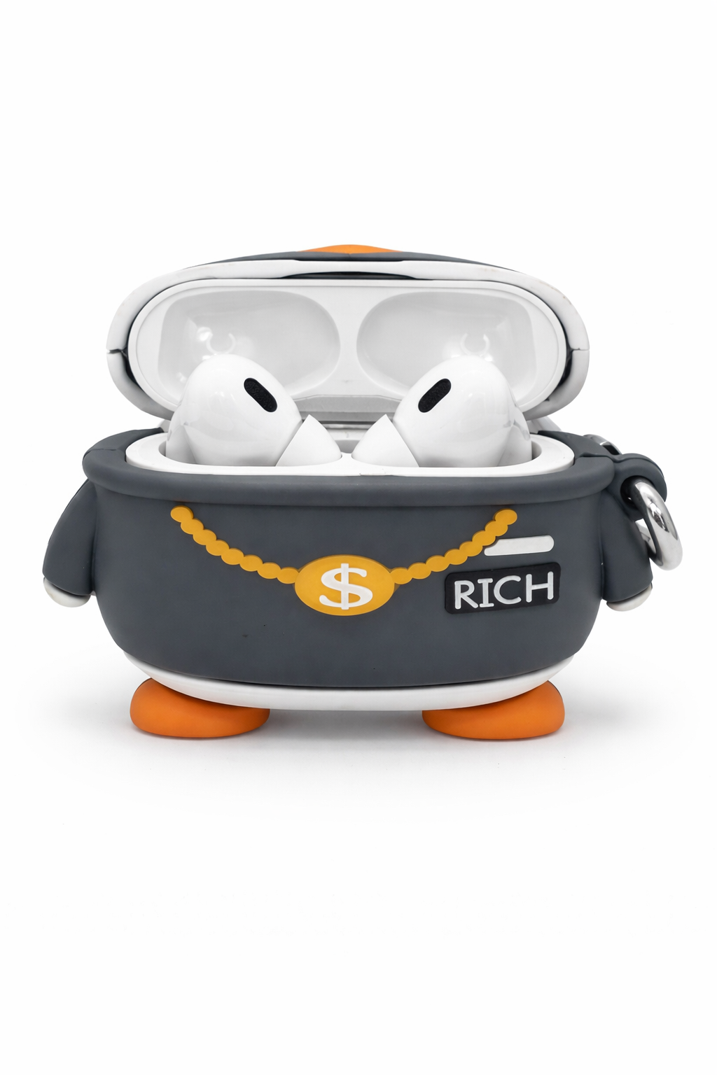 Cartoon Duck-Shaped Wireless Airpods Case with Keychain